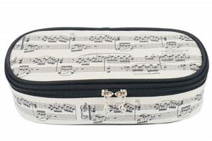 Agifty Pencil Case Notelines Black / Creme LUX - pouzdro na tužky s motivem not, krémové