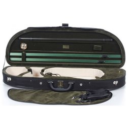 M-case CLASSIC pěnové pouzdro pro housle, tvar půlměsíc, barva černá/uvnitř olivově zelená