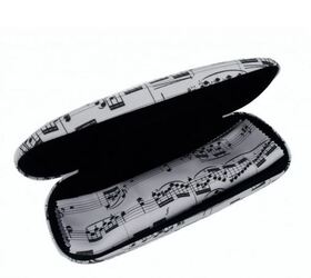 Agifty Spectacle case set - pouzdro na brýle s hudebním motivem not + hadřík (bílé)