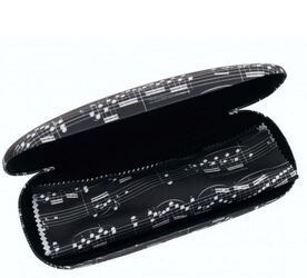 Agifty Spectacle case set - pouzdro na brýle s hudebním motivem not + hadřík (černé)