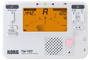 KORG TM-70C WH digitální ladička/metronom + kontaktní mikrofon CM-400, barva bílá