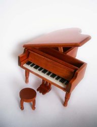 B&CH Music Klavír - přírodní barva, miniatura + stolička