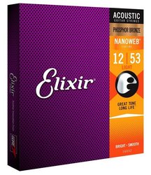 ELIXIR Nanoweb 12/53 struny pro akustickou kytaru, Phosphor bronze - Light, kov