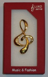LUKO servis - Brož, houslový klíč, velký, zlatý